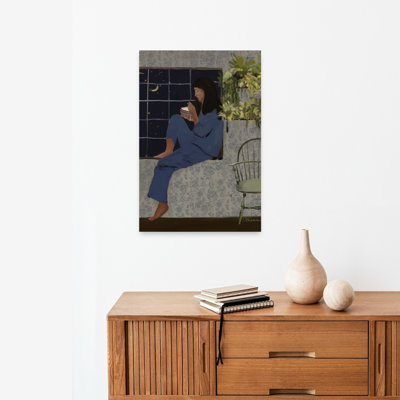 Moonlit Window Meal Peaceful Abstract Contemporary Landscape Landscape, art mural