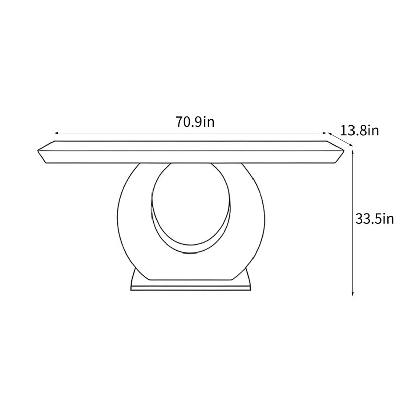 Console italienne de luxe haut de gamme, H 33,5 po x l 70,9 po x P 13,80 po, Brun