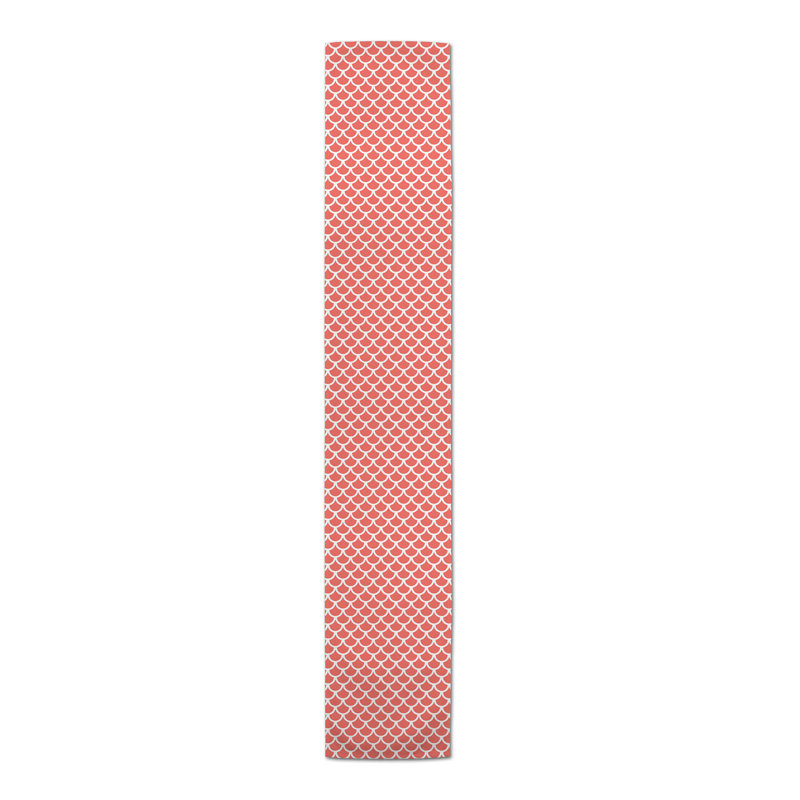 Mcintosh Geometric Table Runner, Coral, 90" L x 16" W, Geometric 1