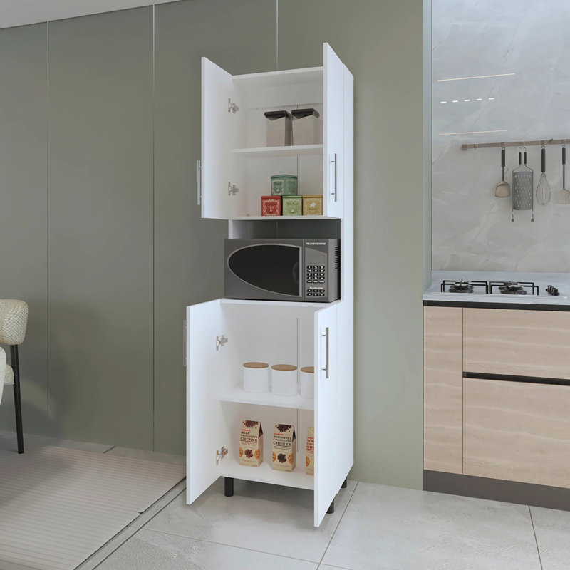 Garde-manger double blanc avec rangement ouvert