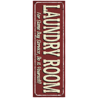 Non-Slip Rubberback Laundry Room Runner Rug, Red