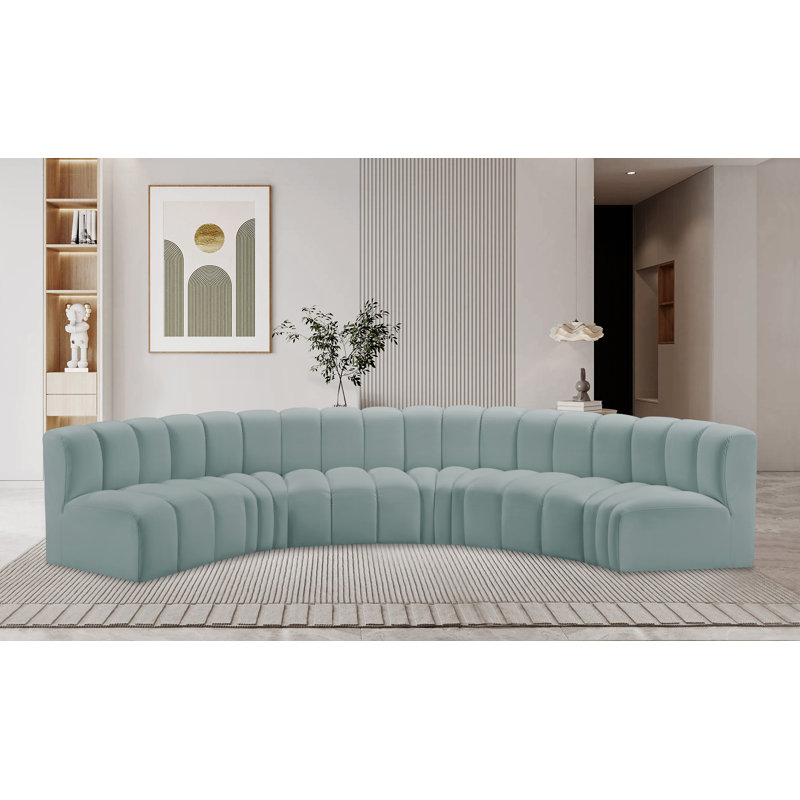 Hufeza 151'' Upholstered Sofa, Mint Vegan Leather