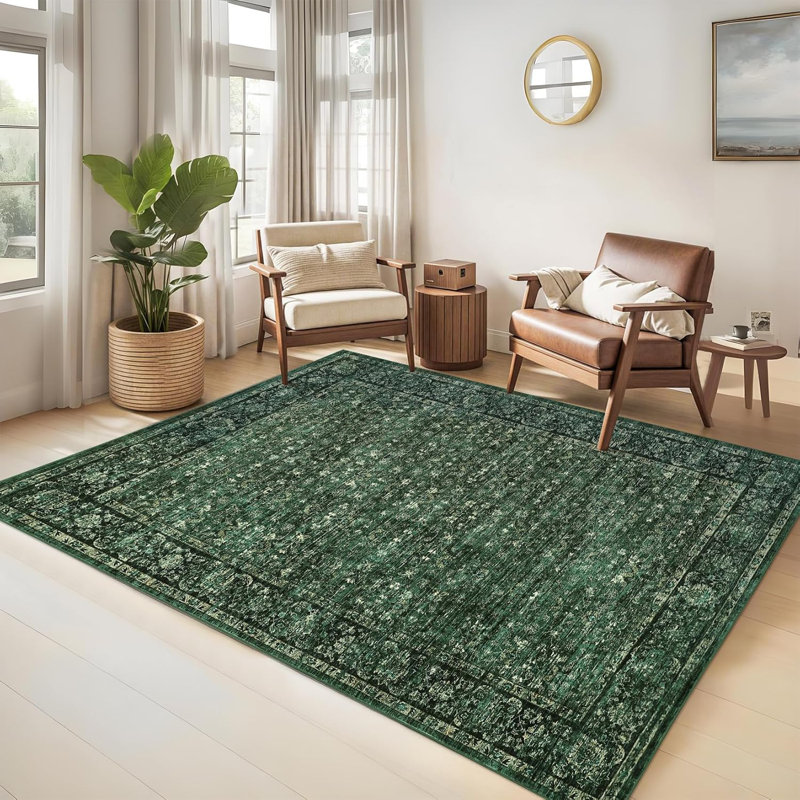 Floral Kitchen Rug – Washable, Non-Slip, Low Pile, Distressed Print Runner for Hallway, Bathroom, Laundry