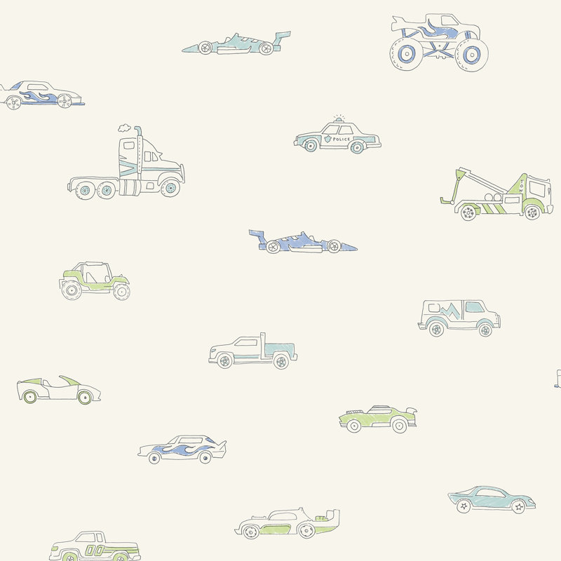 Rouleau de papier peint L 32,81 pi x l 20,5 po Mcgehee, Bleu / Vert