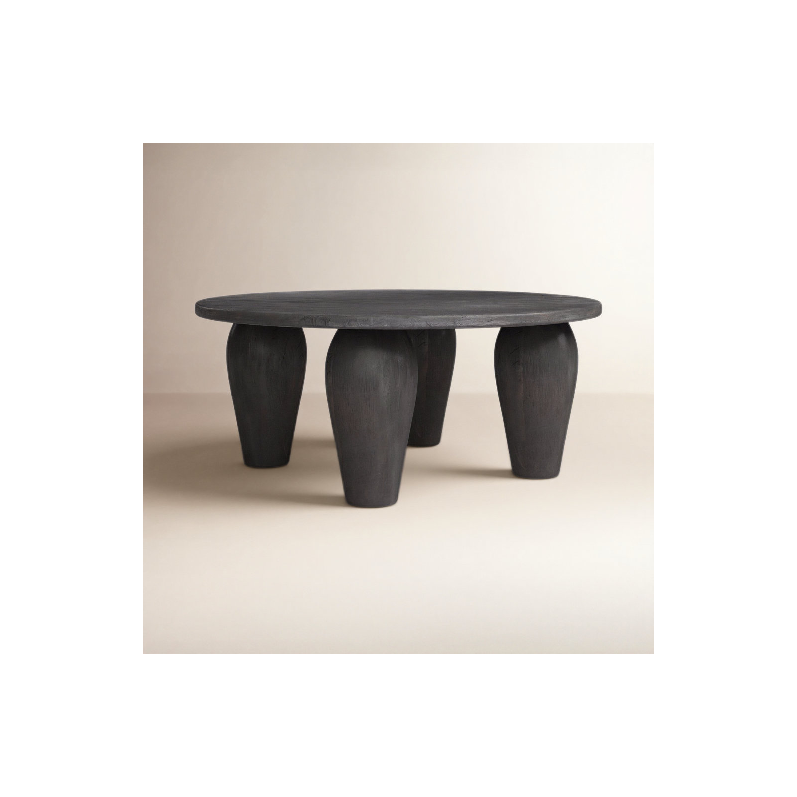 Kei Solid Wood Single Coffee Table, Black, 16" H x 38" L x 38" W