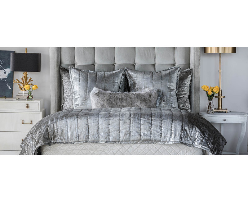 Faux Fur Lumbar Pillow Cover & Insert, Silver