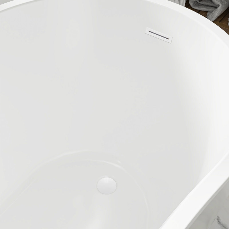 54" X 28" Freestanding Soaking Acrylic Bathtub, Pure White