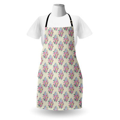 East Urban Home Floral Apron Unisex Natural Bouquet of Blossom Adult Size Eggshell Multicolor