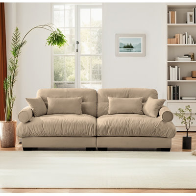 Canapé moderne en velours 2 places avec accoudoirs et coussins renforcés - combinaison flexible