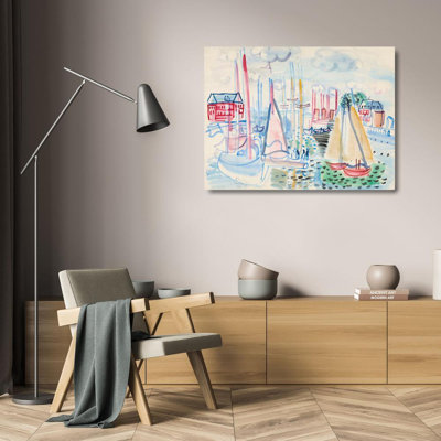 "Sailboats in the Port of Deauville" by  Raoul Dufy - Gallery Wrap Canvas Wall Art