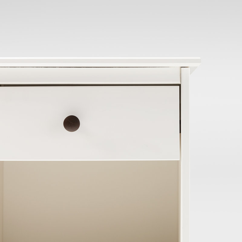 Haney 1-Drawer Solid Wood Nightstand, White