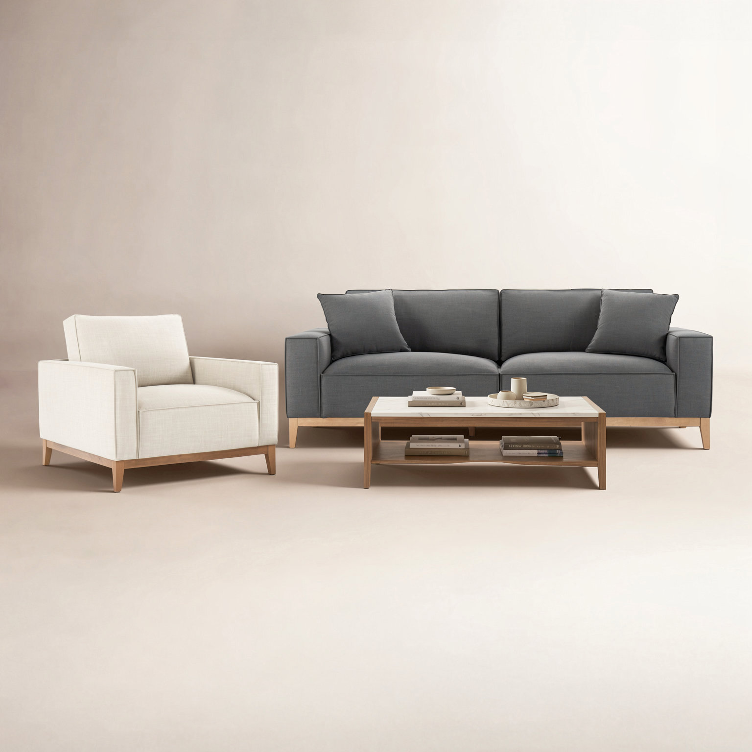 Nicky 2-Piece Linen Living Room Set, Effie Smoke