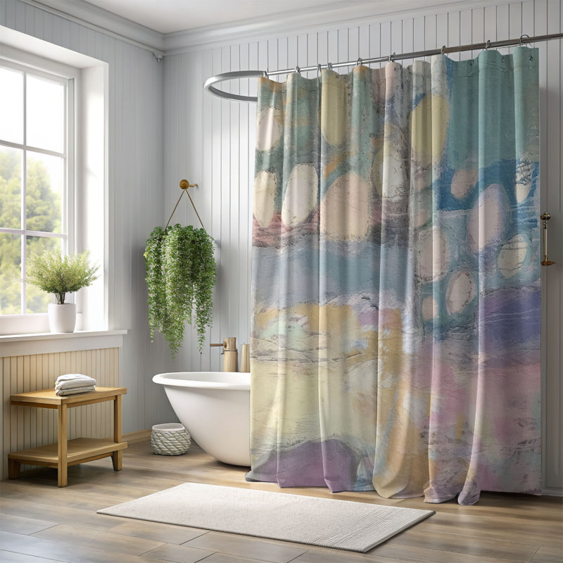 Rideau de douche abstrait Fosebauer, H 74 po x l 71 po