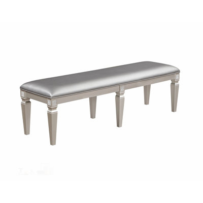 Modern Glam Long Bench with Sparkling Embellishments and Cushioned Upholstery for Elegant Home Decor