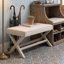 Velvet Upholstered Bench-1798401390