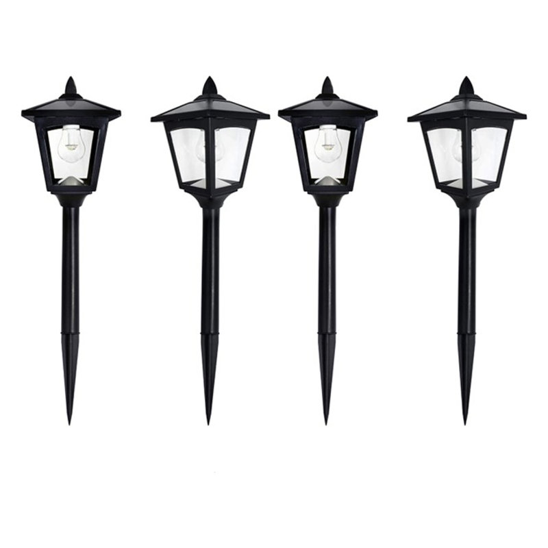 Black Stainless Steel Solar LED Pathway Lights, 4-Pack