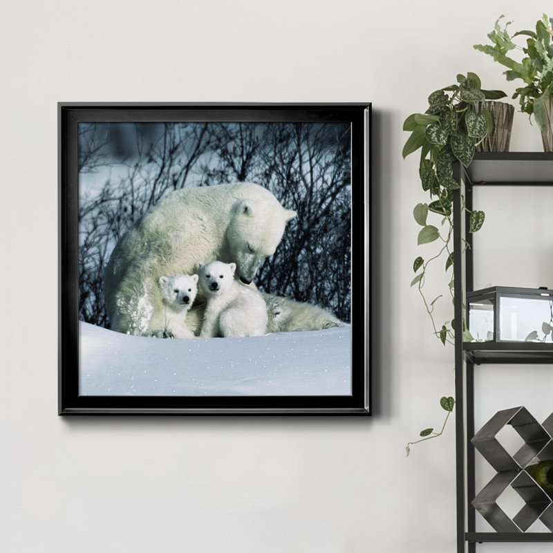 Winter Snuggle - Photographie de cadre photo sur toile, H 17,5 po x l 17,5 po x P 1,5 po, Cadre noir