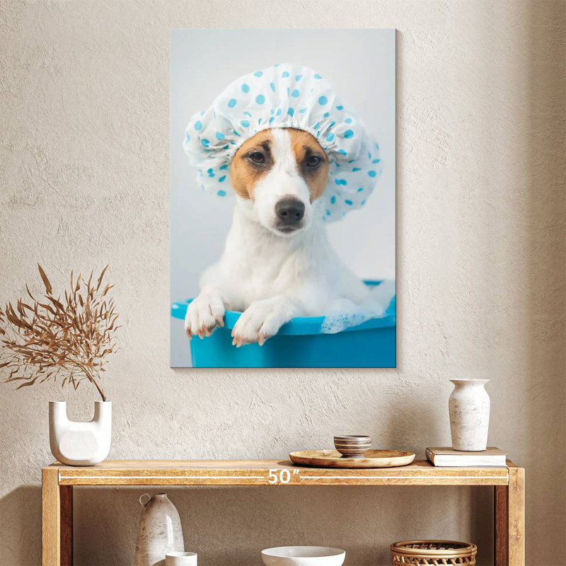 Ketti Terrier In Blue Bath, 45" H x 30" W