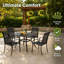 Table de salle à manger d'extérieur 37,6 po avec trou de parasol réglable, table carrée en filet, capacité de poids de 400 lb, pour terrasse, balcon, bistro, noir