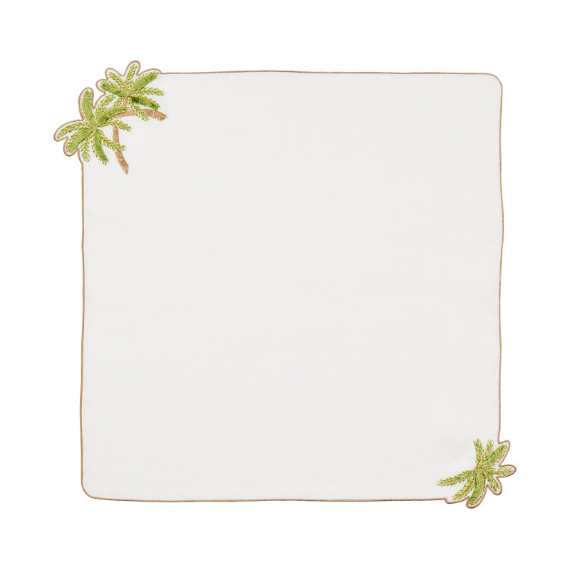 Palmera Napkin, White/Green/Gold