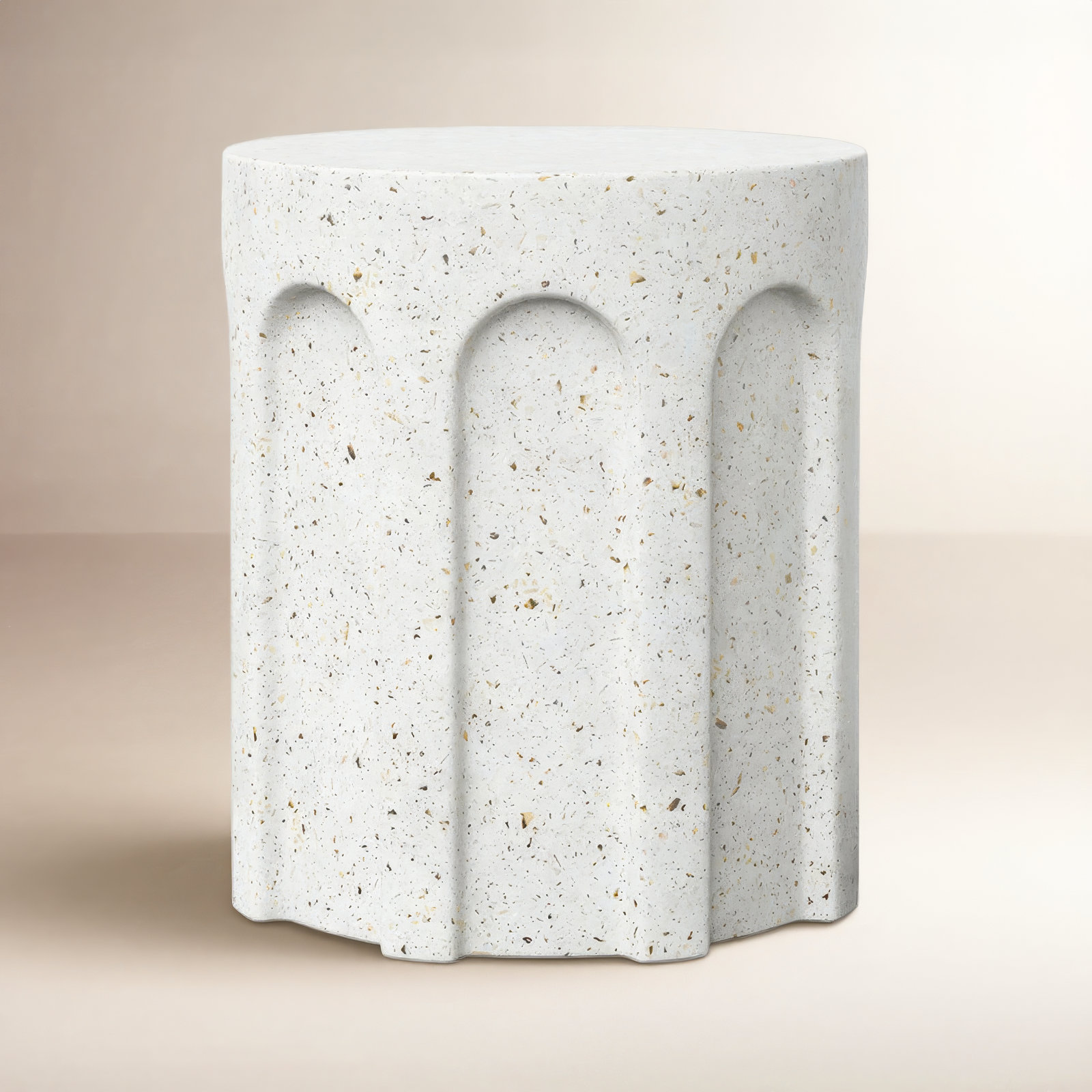 Mikah Concrete Accent Stool, Ivory