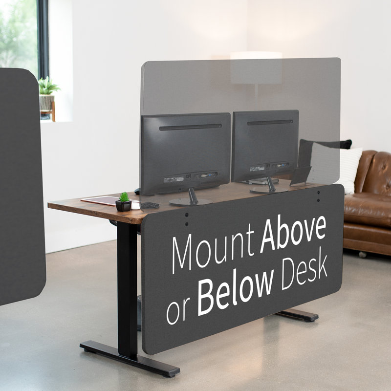 Full Privacy Panel Clamp-on Kit for 60" x 24" Desk, Dark Grey