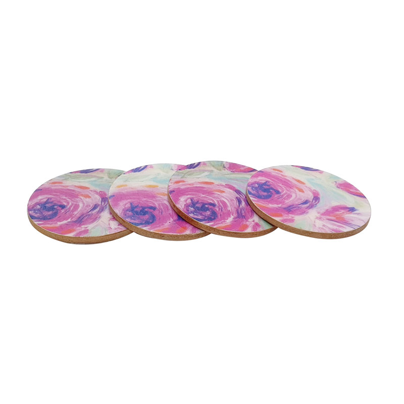 Sous-verre floral en bois