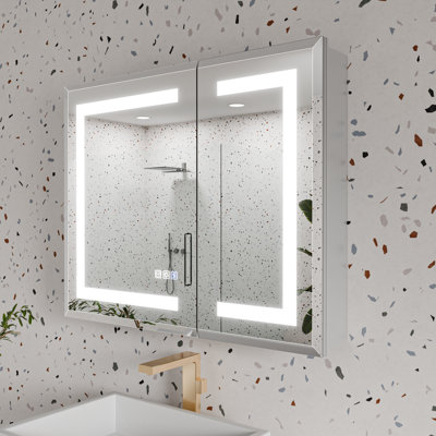 Armoire à pharmacie biseautée à DEL à miroir pour salle de bain