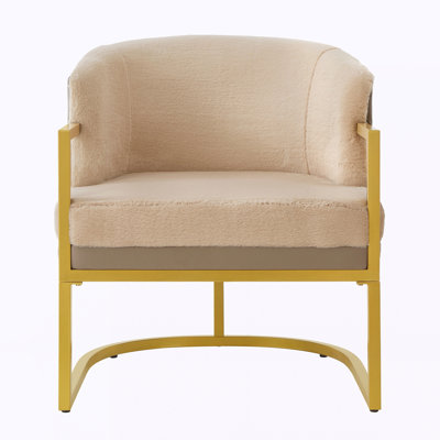 Modern Accent Chair Cozy Armchair Upholstered Reading Chair with Gold Metal Frame