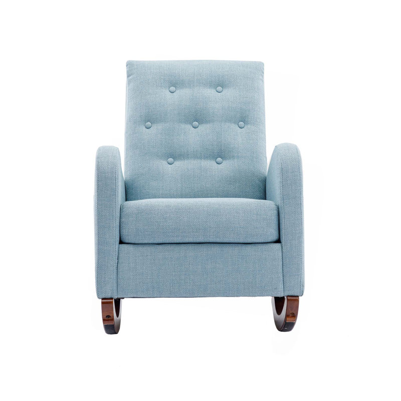 Chaise berçante à haut dossier, siège rembourré confortable en tissu et fauteuil à haut dossier moderne