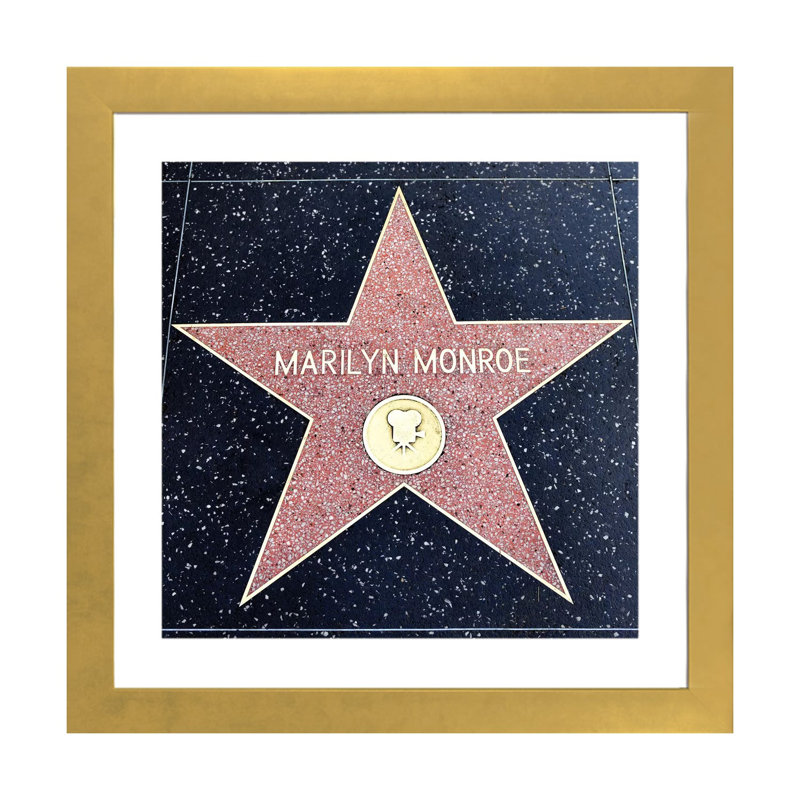 Walk Of Fame, Marilyn Monroe Star, Gold Paper, White, 24" H x 24" W x  1" D