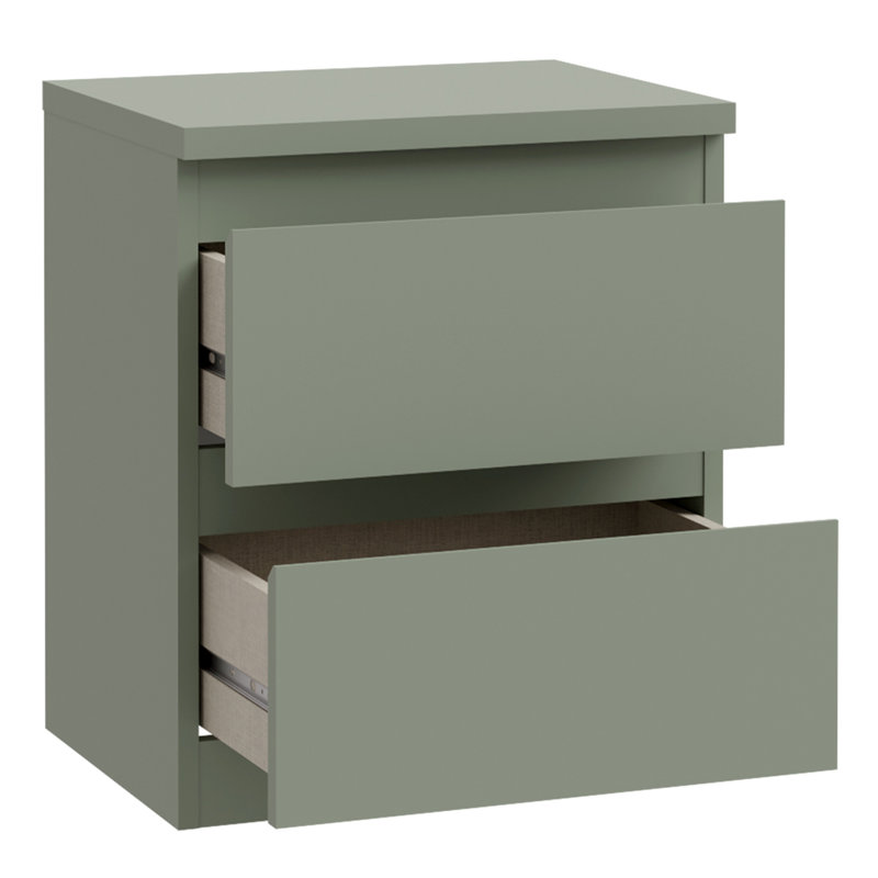 Edmore 2 Drawer Bedside Table, Green