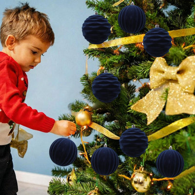 Christmas Decorations Christmas Decorations 10CM Large Size 2Piece Flocked Christmas Balls Christmas Decoration Set Of Christmas Tree Decorations Can