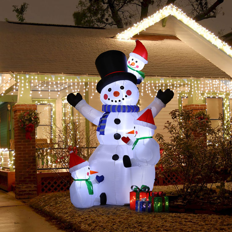 Inflatable Snowman and Snow Kids with LED Lights Christmas Decoration
