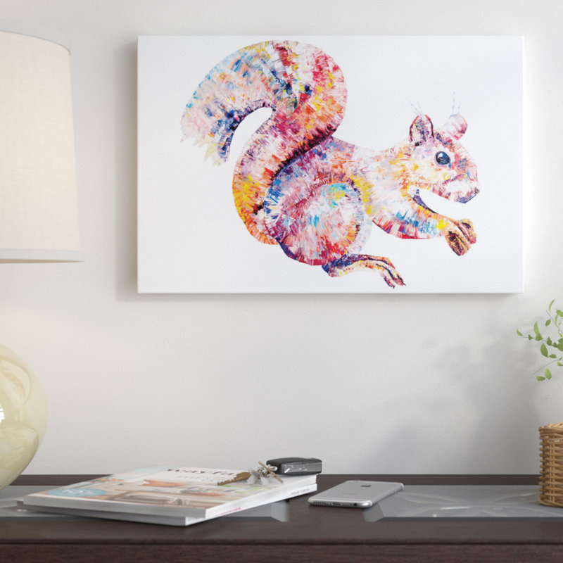« écureuil », reproduction d’art sur toile tendue, H 18 po x l 26 po x P 1,5 po