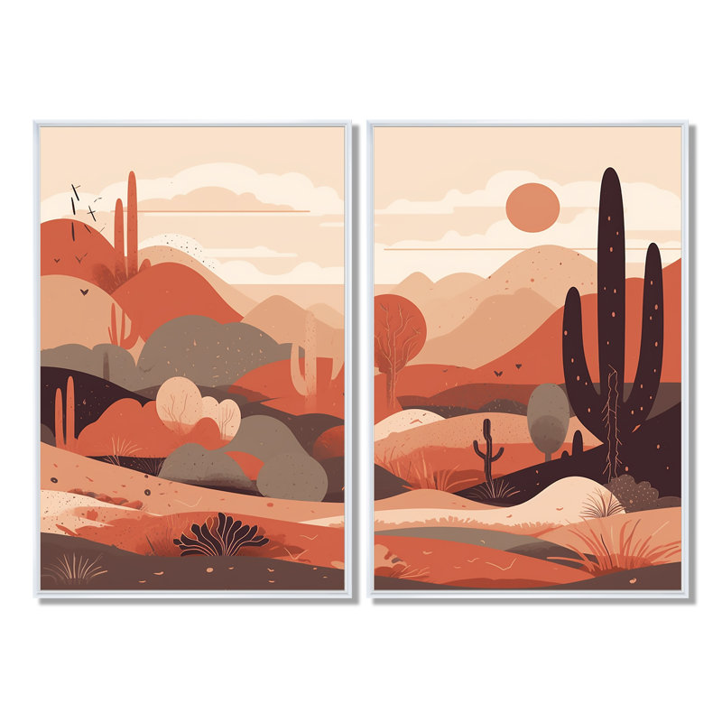 «Sublime Desert Simplicity - Large Minimalisme», art mural 2 panneaux, Impression encadrée flottante, 36" H x 48" W, White