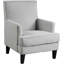 Fauteuil de salon rembourré transitionnel, chaise en lin gris clair avec garniture cloutée