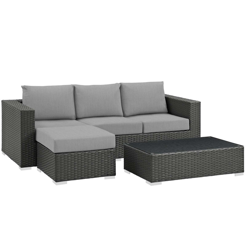 Ensemble modulaire d'extérieur Sunway 3 pièces Modway, Gris
