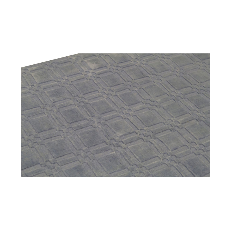 Tapis géométrique en lin argent / gris, Rectangle de 10 pi x 14 pi