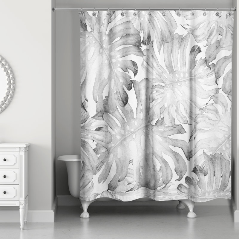 Rideau de douche simple à motif floral coréen, Gris