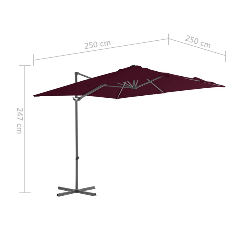 Yousef 250cm X 250cm Rectangular Cantilever Parasol, Red