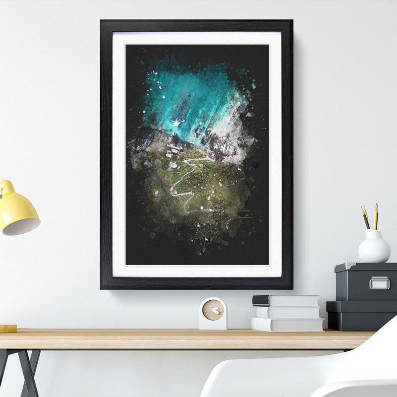 High Above Asturias in Spain - Picture Frame Graphic Art, 36cm H x 27cm W x 2cm D, Black Framed