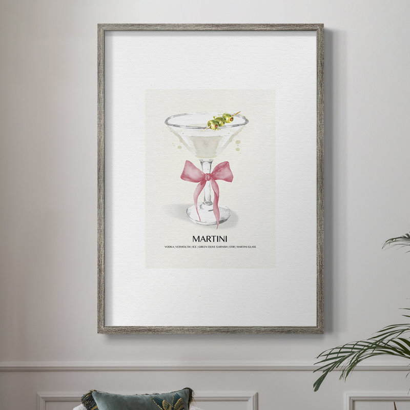 Martini Bow Framed Print - Solid Wood