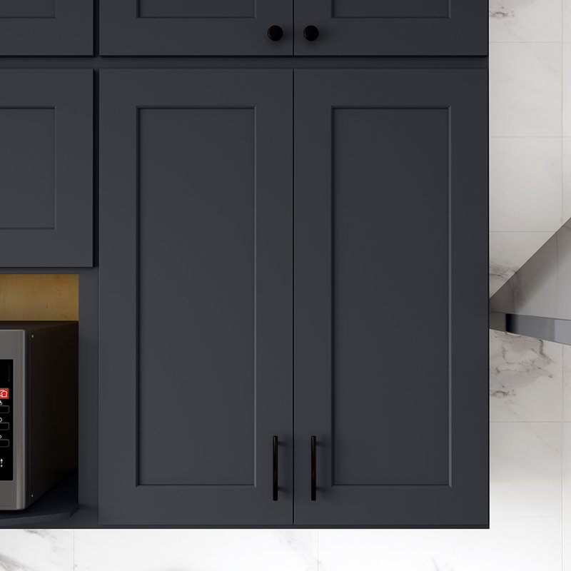 Armoire de cuisine en bois massif prête à assembler, H 36 po x l 30 po x P 12 po, Noir Shaker