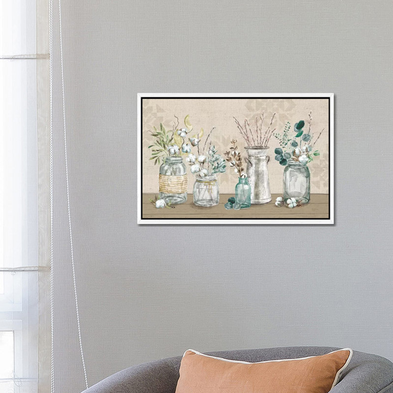 Cotton Bouquet I by Mary Urban - Print on Canvas, 66.04 cm H x 45.72 cm W, White Framed