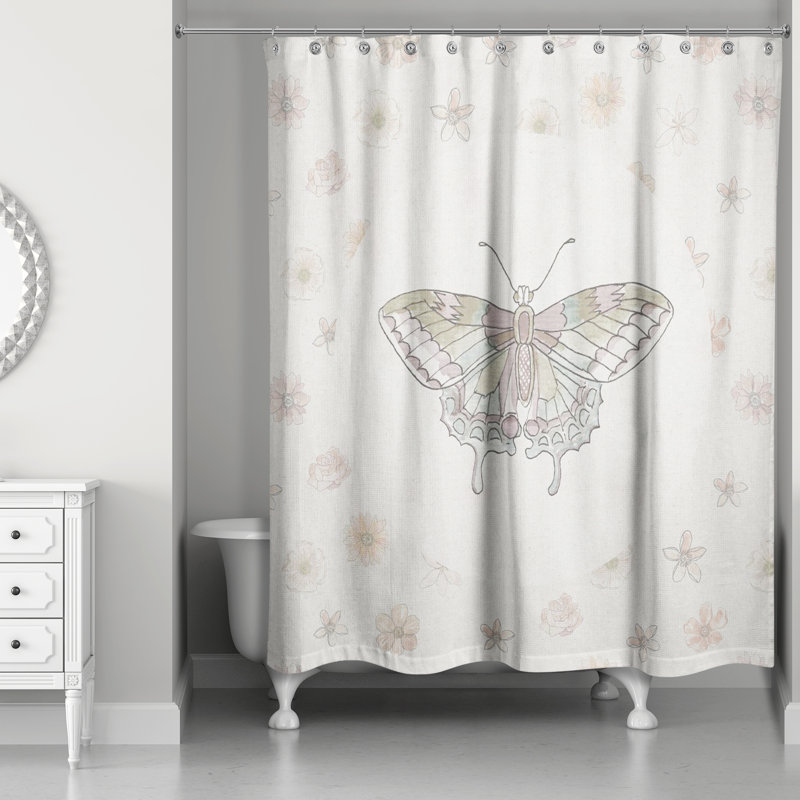 Songa Floral Shower Curtain, Beige