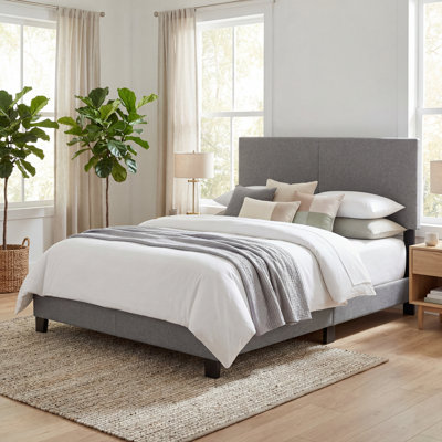 Lit plateforme en lin Boyd Sleep Milan | Tête de lit réglable | Structure en bois | Capacité de 700 lb | Style campagnard moderne