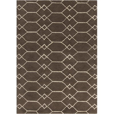 Aalt Authentic Hand-Tufted Handmade Brown & Cream Modern Abstract Wool Area Rug