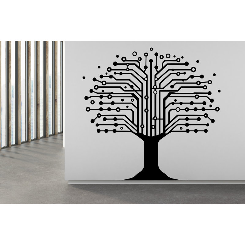 Autocollant mural circuit, technologie vinyle, H 22 po x l 22 po, Brun