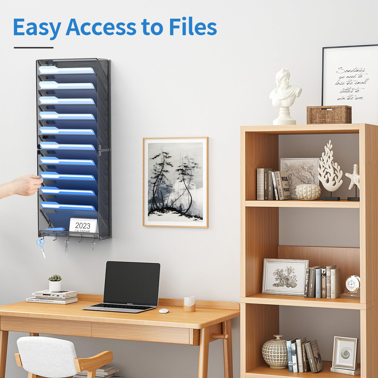 Rebrilliant Hanging Wall File Organizer With Hooks, 12 Tier Vertical ...